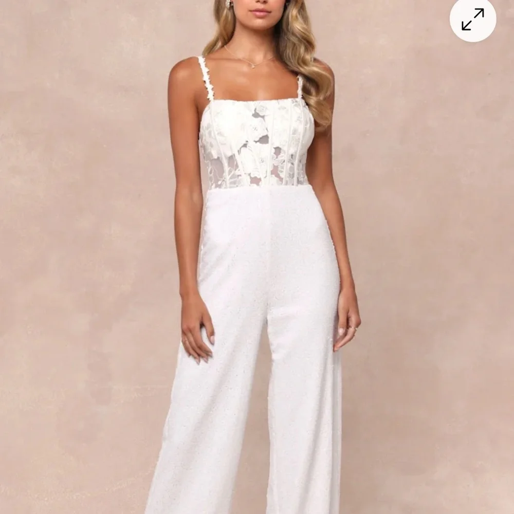 Elegant White Lace Jumpsuit - Picture 1 of 3